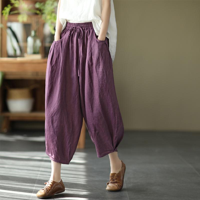 Bloomers Retro Summer Loose Cotton Linen Pants