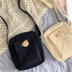 Cute Brown Bear Corduroy Bags