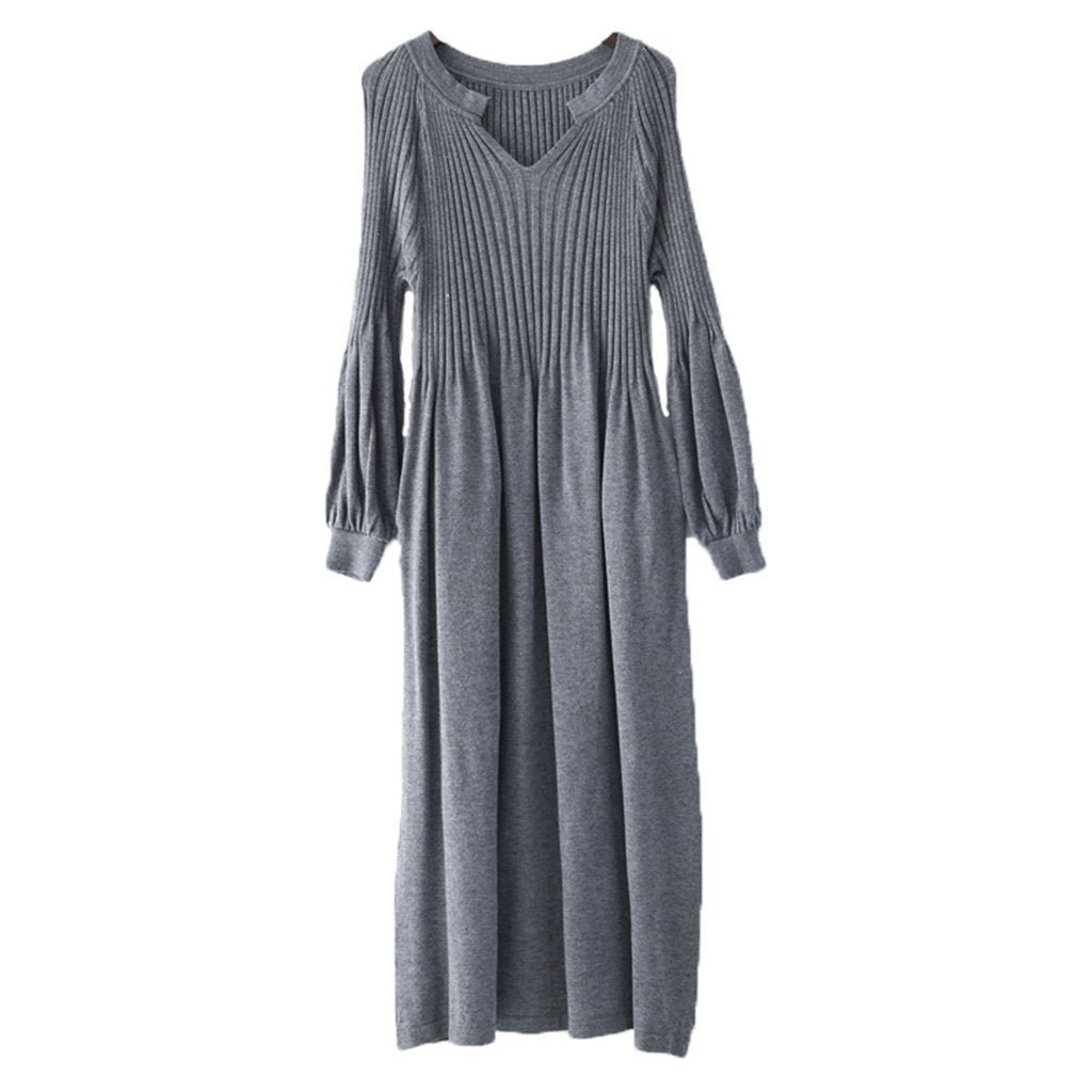 Bubble Sleeve Knitted Sweater Dress