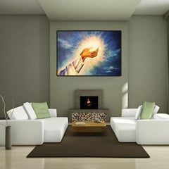 Miico Hand Painted Oil Paintings Light of Christ Wall Art Home Decoration Paintings