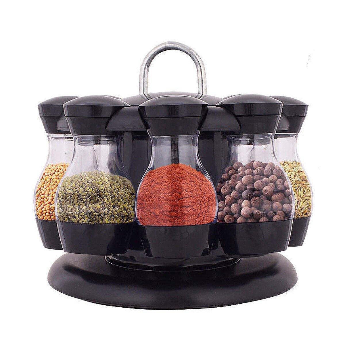 8 Jar Rotating Kitchen Spice Rack Bottle Storage Holder Condiments Container