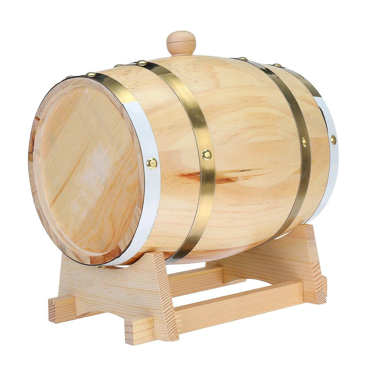 1.5/3L Wood Barrel Oak Brewing Vintage Keg Wines Whiskey Home Storage Holder