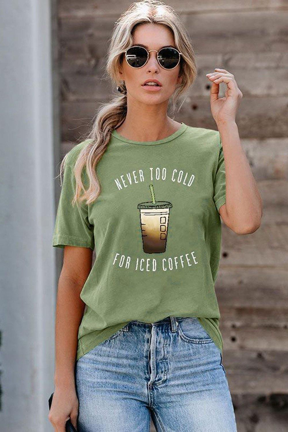 Nunca demasiado frío para la camiseta de café helado