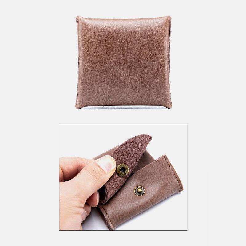 Women Genuine Leather Mini Retro Coin Bag Small Storage Bag Earphone Bag