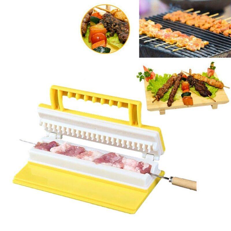 Portable Multi-functional Single/Double Row BBQ Meat Skewer Kitchen Meat String Device Barbecue String Tool