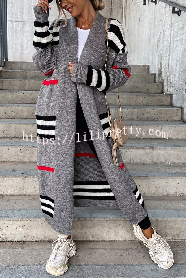 Lilipretty Miracles of Cozy Striped Midi Cardigan