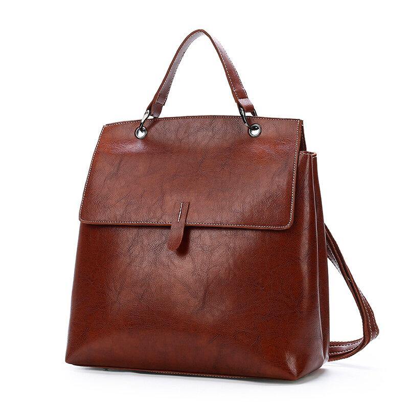 Women PU Leather Solid Double Straps Fashion Backpack