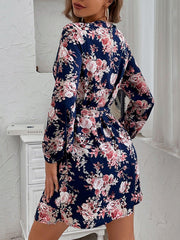 Floral Print Wrap Robe