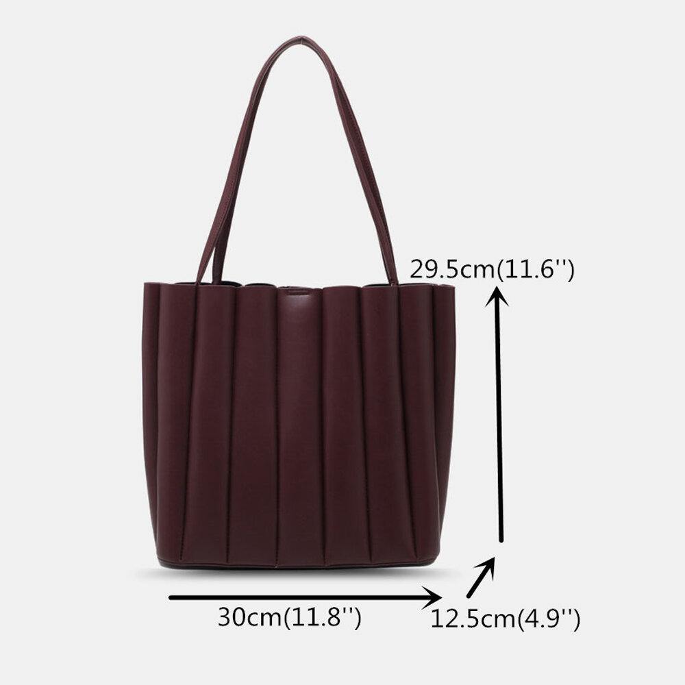 2 uds. De bolso cuadrado pequeño a rayas de piel sintética para mujer, bolso fruncido de gran capacidad, bolso de hombro 