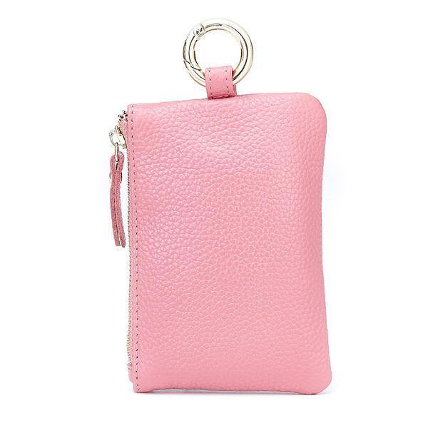 Genuine Leather Women Zipper Card Holder Girls Small Coin Bags Key Chain Bags