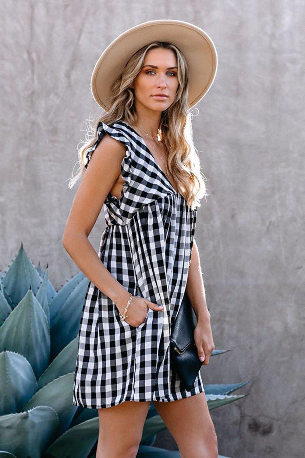 Plaid Ruffle Babydoll Dress