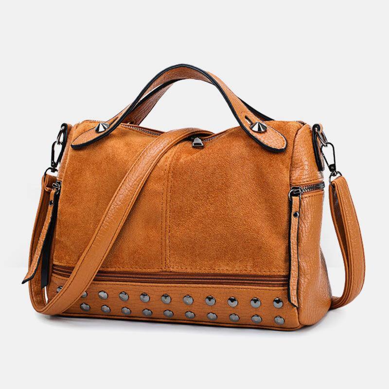 Bolso bandolera multifunción de cuero PU Vintage con remaches para mujer, bolso de mano 