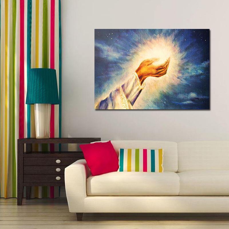 Miico Hand Painted Oil Paintings Light of Christ Wall Art Home Decoration Paintings