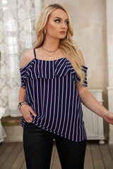 Cold Shoulder Striped Top