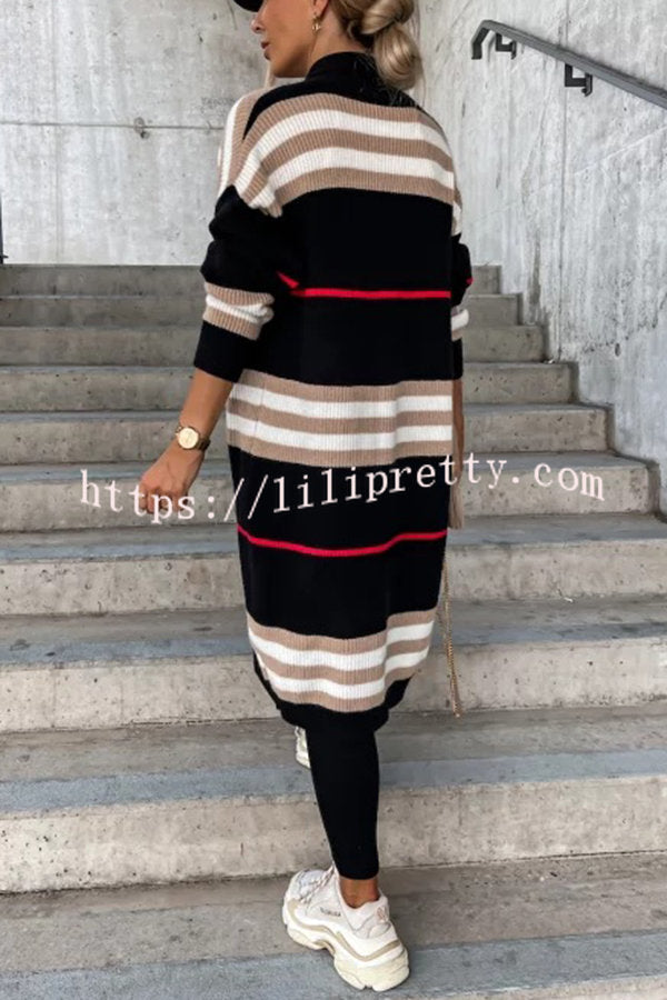 Lilipretty Miracles of Cozy Striped Midi Cardigan