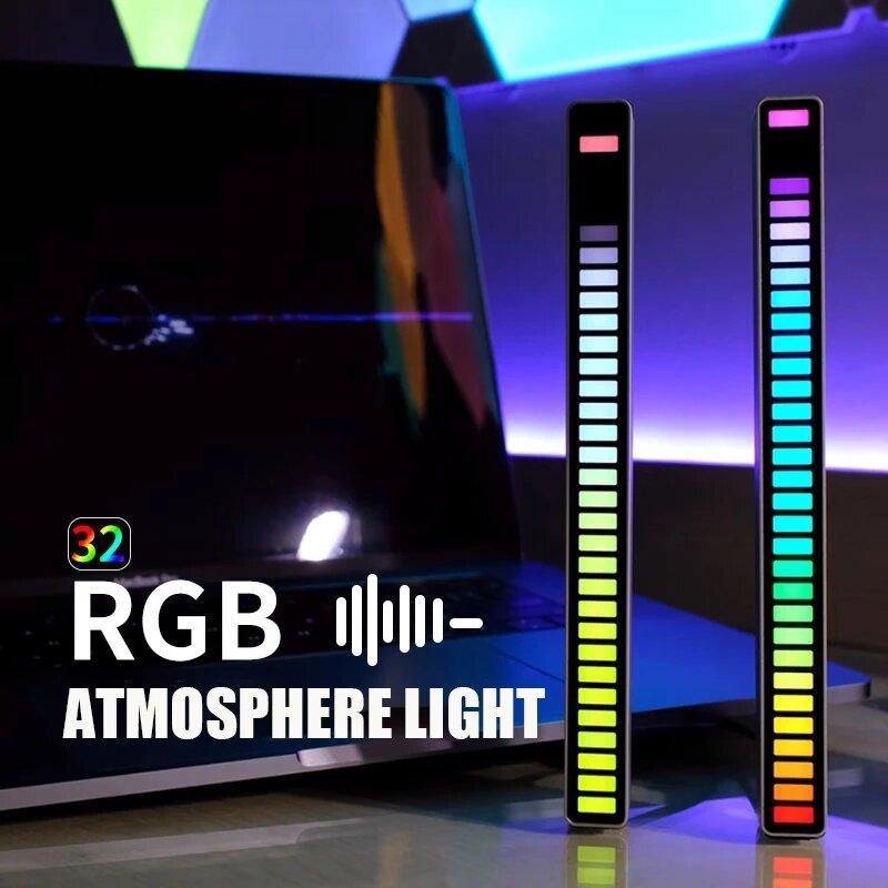 RGB USB Energiesparlampe Sprachaktiviertes Pickup-Rhythmus-Licht Auto-Umgebungslampe Musik-Atmosphärenlicht Spiellicht 