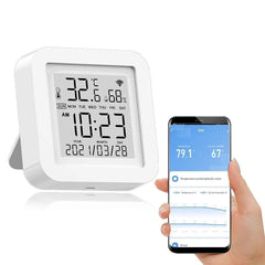 Tuya WIFI Temperatur Feuchtigkeit Smart Sensor Uhr Digital Display Fernbedienung Thermometer Unterstützung Alexa Google Assistent 