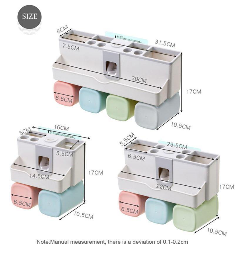 Juego de soportes para cepillos de dientes Suministros de almacenamiento Ahorre espacio Sin taladro Montaje en pared Dispensador de pasta de dientes Ranuras multifuncionales Baño Manija fuerte sin rastro 
