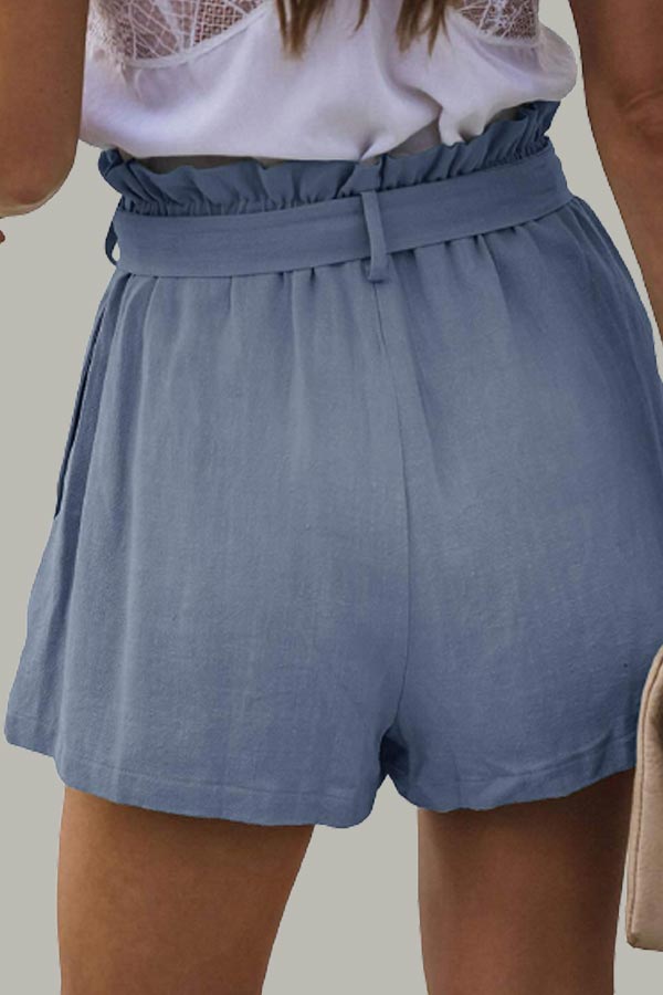 Casual Ruffle Elastic Tie Waist Shorts