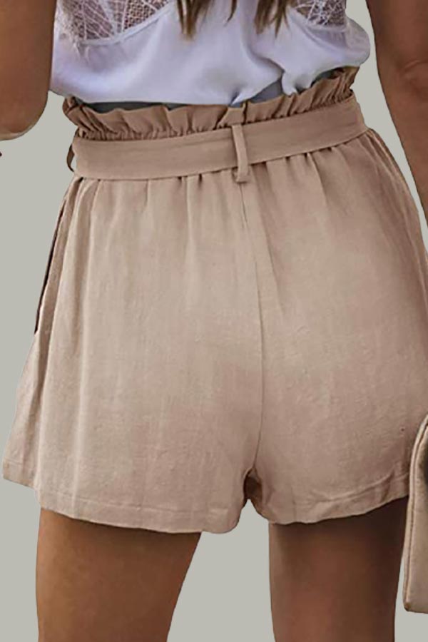 Casual Ruffle Elastic Tie Waist Shorts