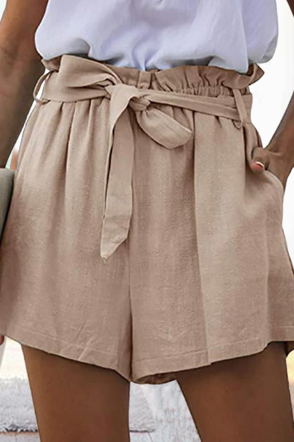 Casual Ruffle Elastic Tie Waist Shorts