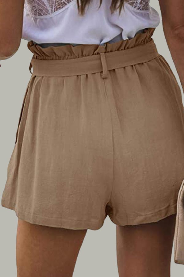 Casual Ruffle Elastic Tie Waist Shorts