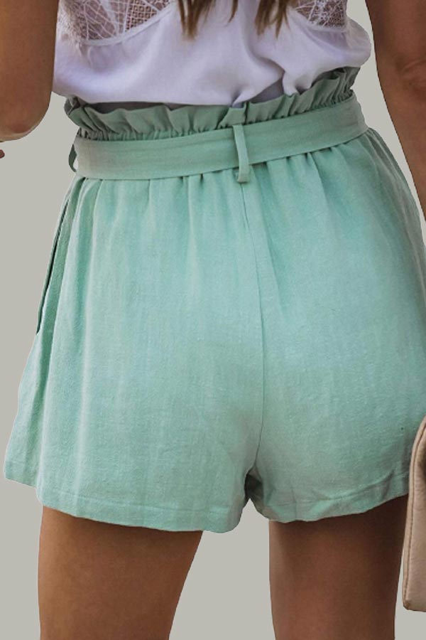 Casual Ruffle Elastic Tie Waist Shorts