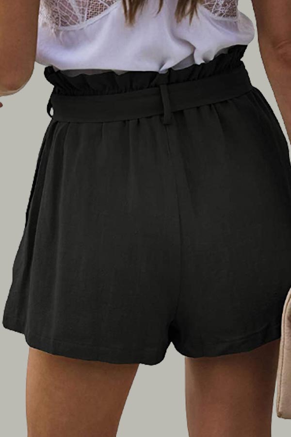 Casual Ruffle Elastic Tie Waist Shorts