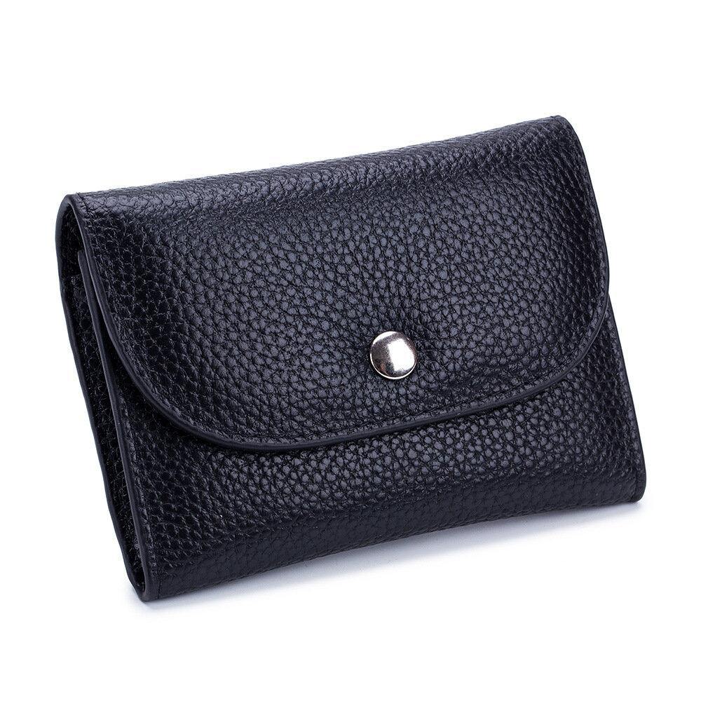 Women Genuine Leather Multifunction Lychee Pattern Coin Bag Small Wallet