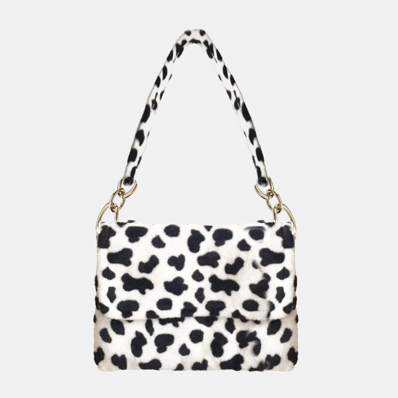 Bolso de hombro cálido suave con estampado de leopardo informal a la moda para mujer 