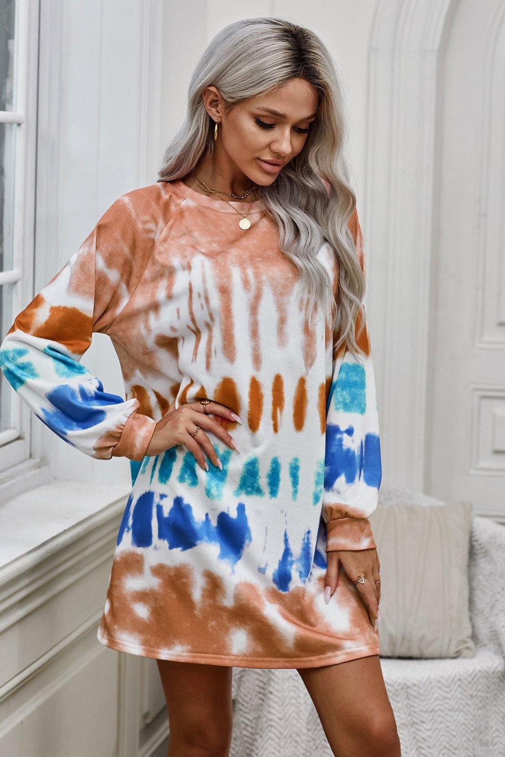 Tie Dye Long Sleeve Sweatshirt Dress