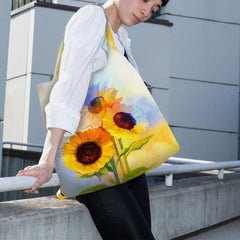 Bolso de verano con estampado de girasol y estampado de girasoles de nailon para mujer, bolso de hombro, bolso de mano 