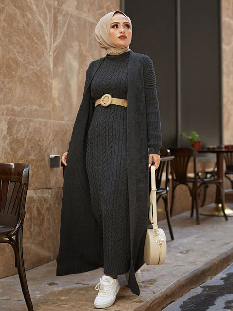 Women Dress New Season Autumn Winter Piece Hijab Knitwear