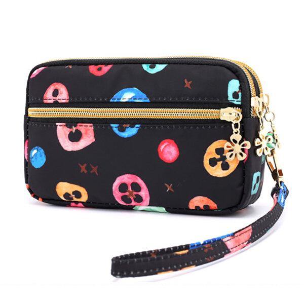 Bolso de mano con diseño de galaxia de nailon para mujer, monedero, cartera para teléfono 