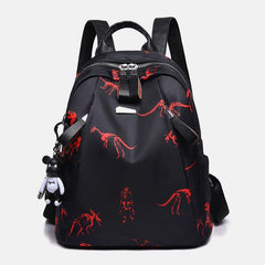 Women Oxford Butterfly Feather Pattern Large Capacity Headset Hole Waterproof Anti-Theft Casual Backpack