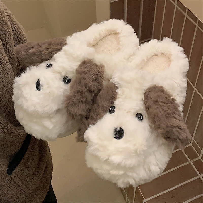 Pantoufles en peluche à longues oreilles pour chiot mignon