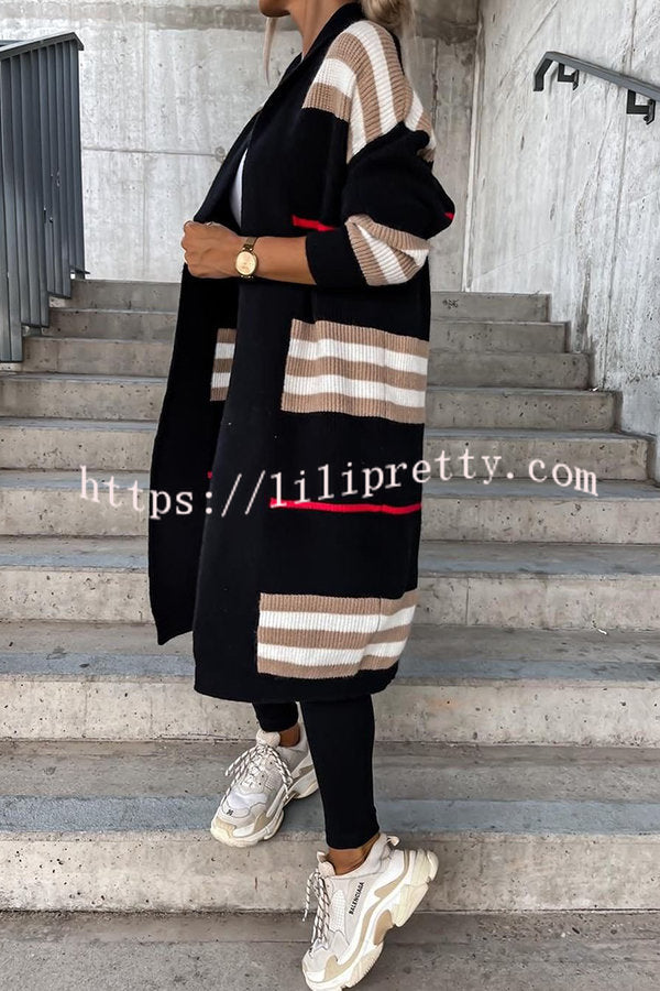 Lilipretty Miracles of Cozy Striped Midi Cardigan