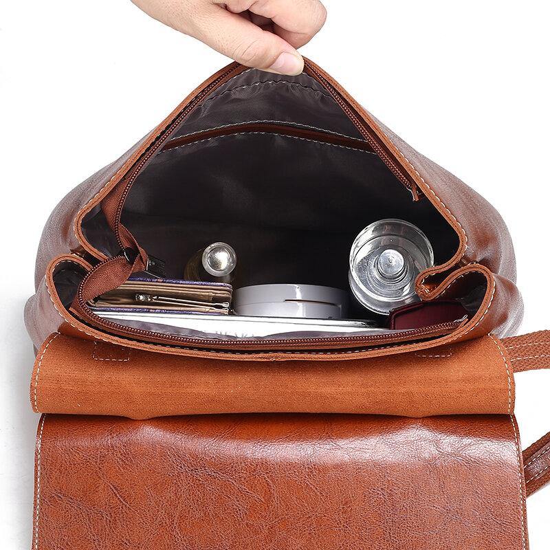 Women PU Leather Solid Double Straps Fashion Backpack