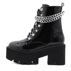 Goth-Punk-Plateau-Stiefeletten mit Kette