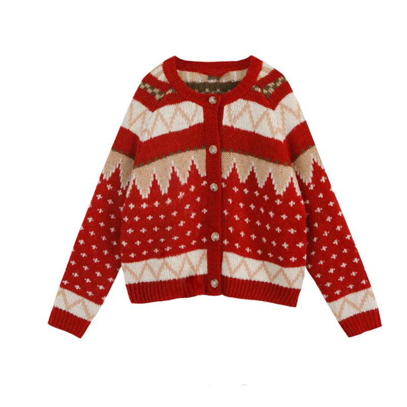 Weihnachts-Retro-All-Match-dicker Cardigan-Pullover