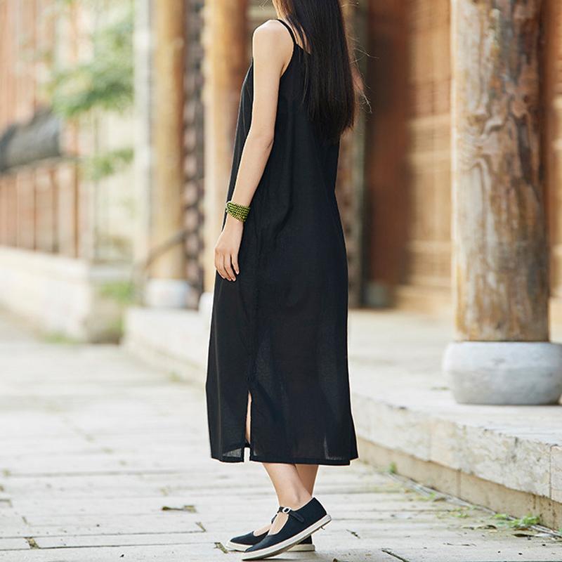 Cotton And Linen Loose Camisole Long Skirt