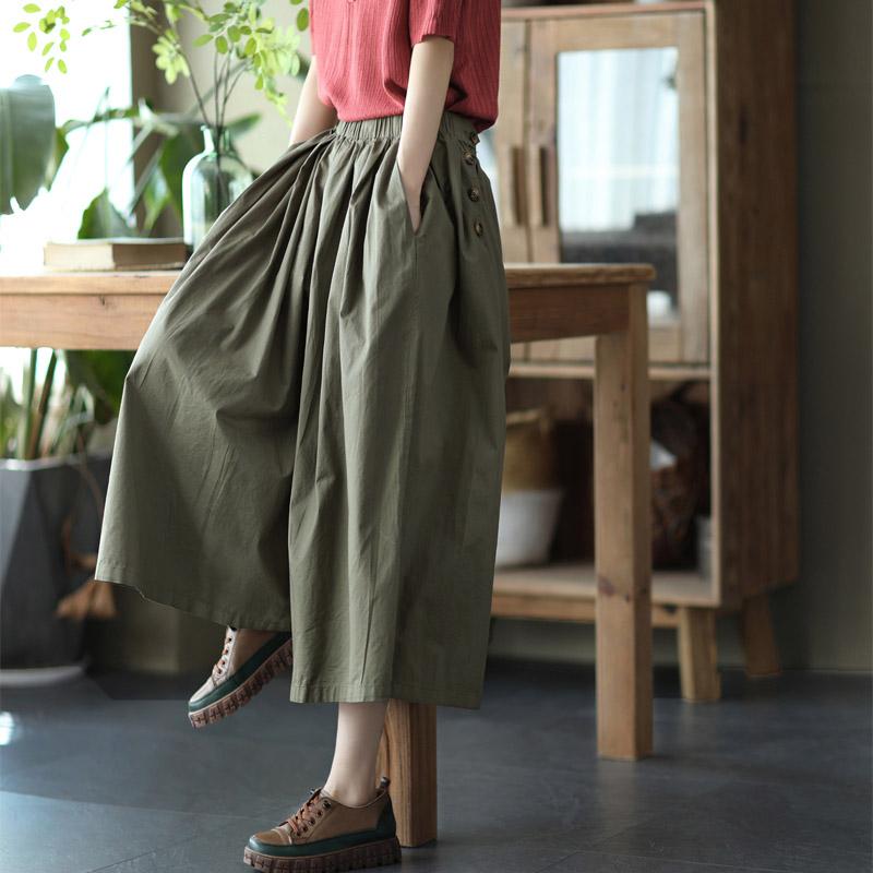 Cotton Casual Women's Wide-leg Pants