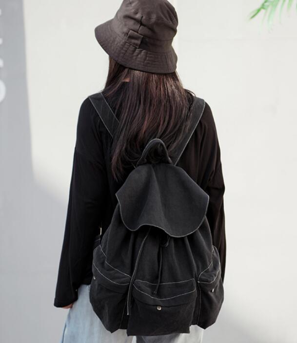 Bolso de hombro tipo mochila de viaje para mujer simple de algodón