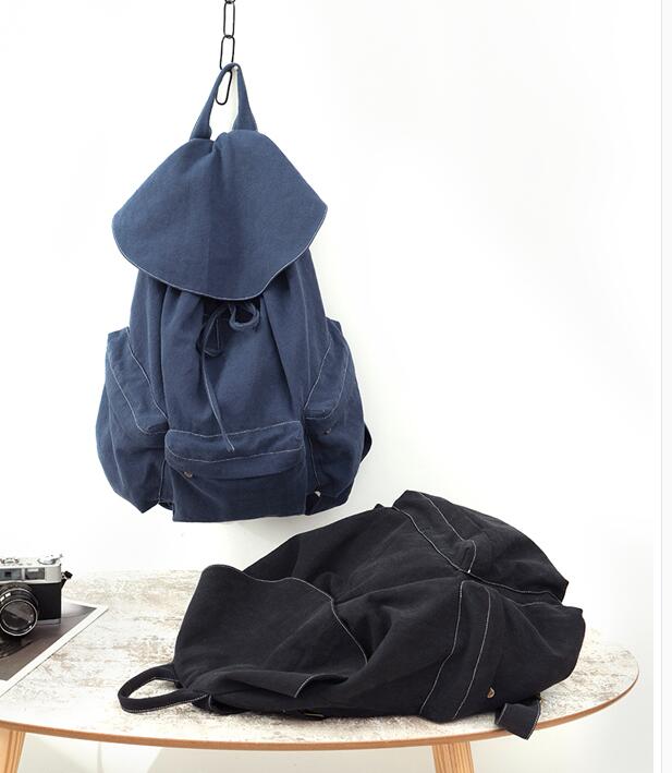 Bolso de hombro tipo mochila de viaje para mujer simple de algodón