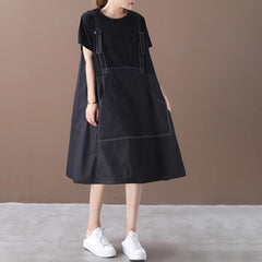 Cotton Linen Strap Mid-length Dress