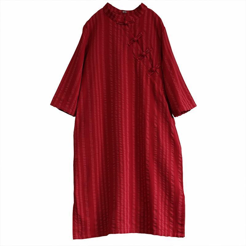 Baumwoll-Leinen-Sommer-Retro-Kleid im chinesischen Stil