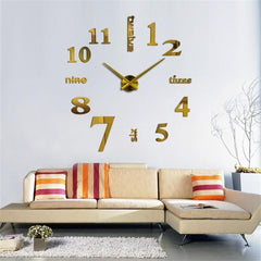 New 3D DIY Mirror Surface Wall Clocks Living Meeting Room Decorative Wall Watches