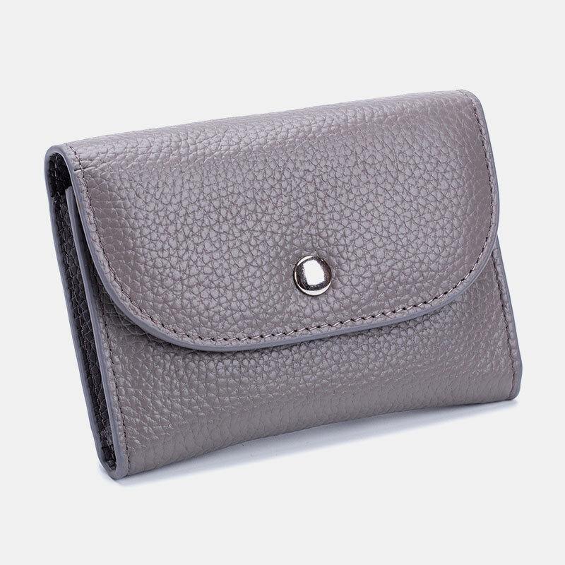 Women Genuine Leather Multifunction Lychee Pattern Coin Bag Small Wallet