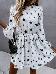 New European And American Star Print Dress