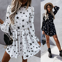 New European And American Star Print Dress